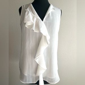EUC Tommy Hilfiger White Ruffle Sleeveless Blouse
